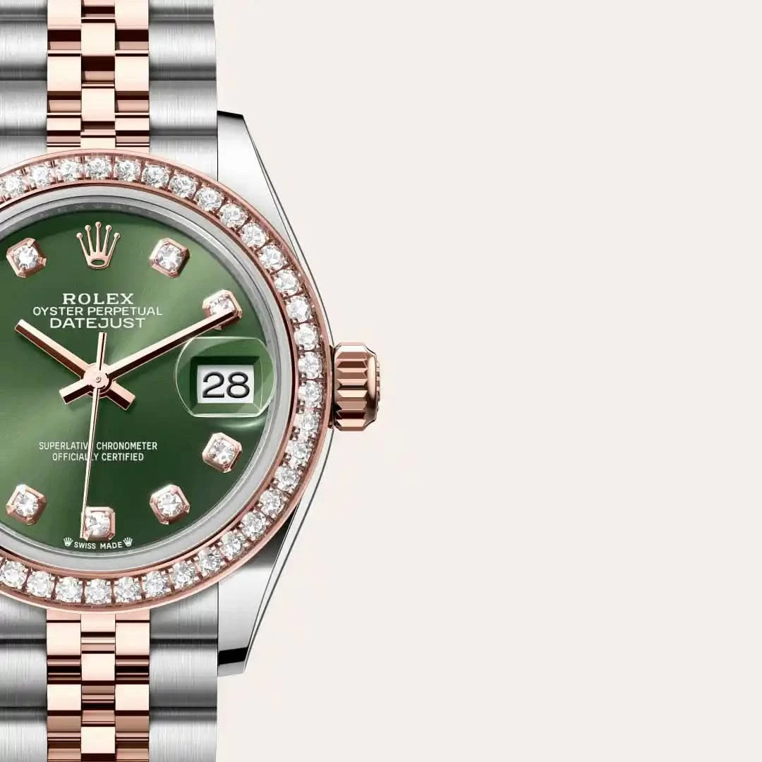 rolex lady-datejust in everose rolesor - combination of oystersteel and everose gold, M279381RBR-0007 - henne jewelers