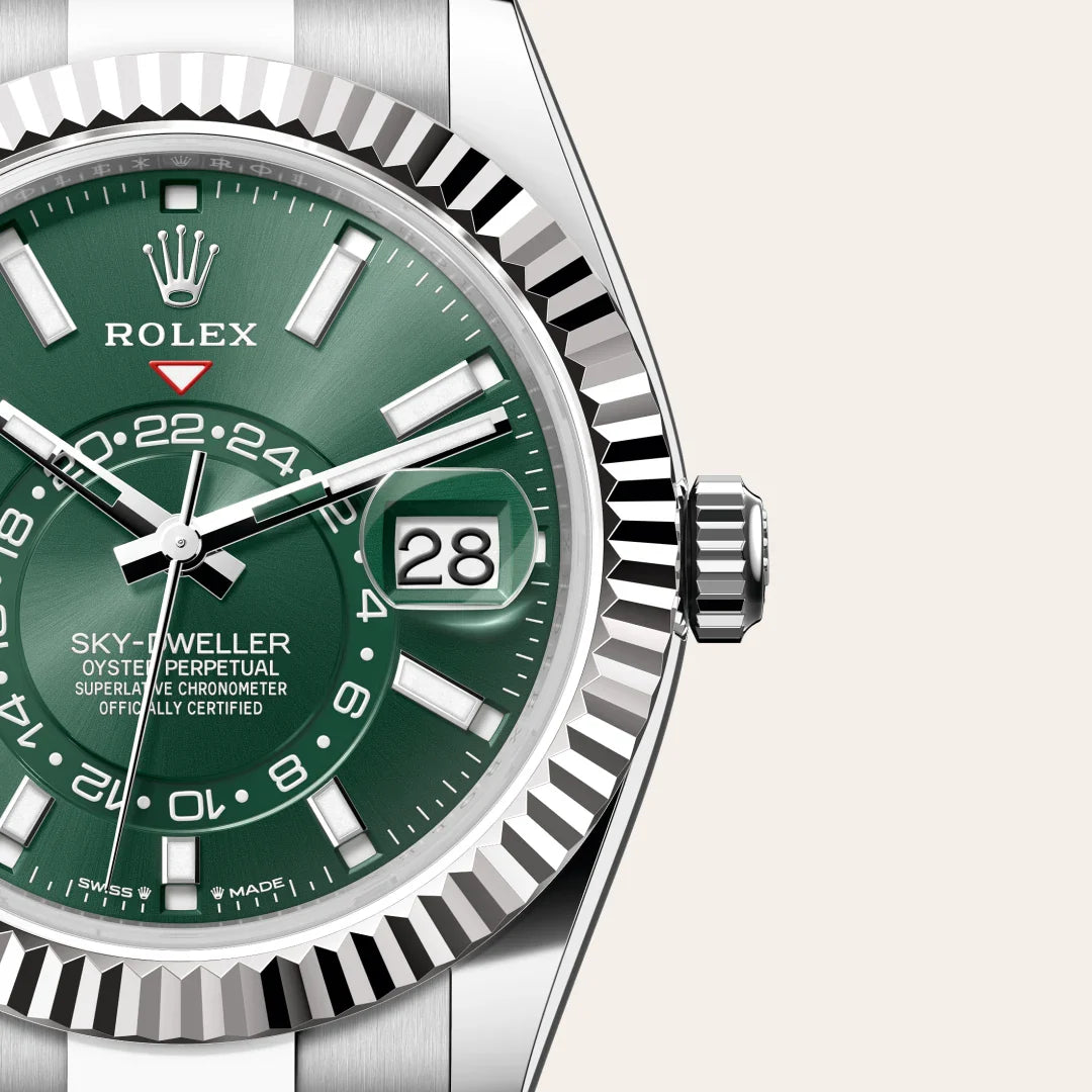 rolex Sky-Dweller in White Rolesor - combination of Oystersteel and white gold, M336934-0001 - Henne Jewelers