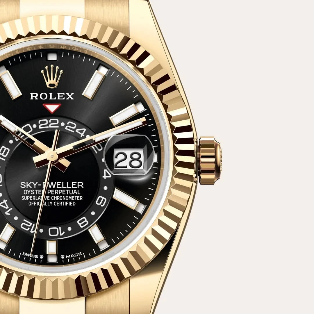 rolex sky-dweller in 18 ct yellow gold, M336938-0002 - henne jewelers