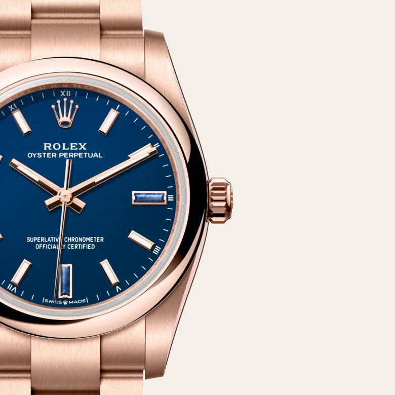 rolex Oyster Perpetual in 18 kt Everose gold, M124205-0002 - Henne Jewelers