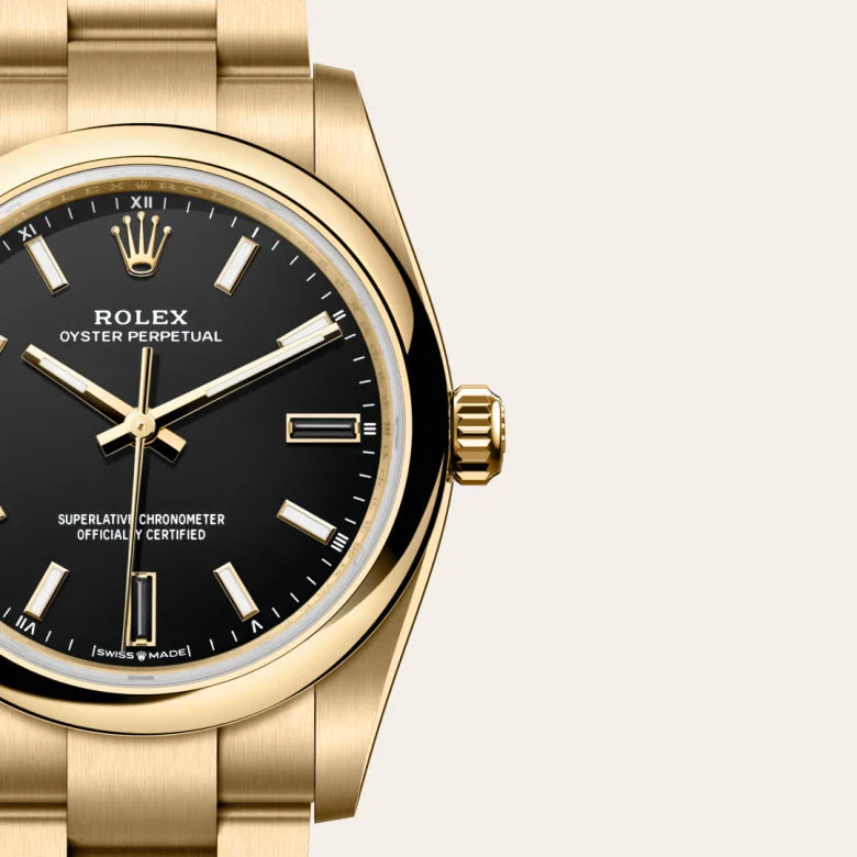 rolex Oyster Perpetual in 18 kt yellow gold, M124208-0001 - Henne Jewelers