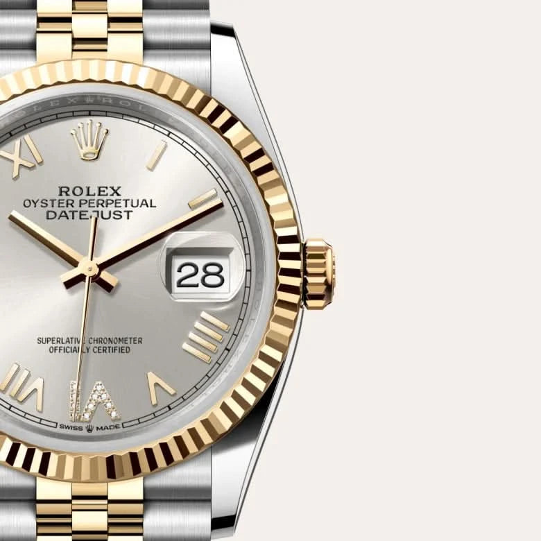 rolex datejust in yellow rolesor - combination of oystersteel and yellow gold, M126233-0051 - henne jewelers