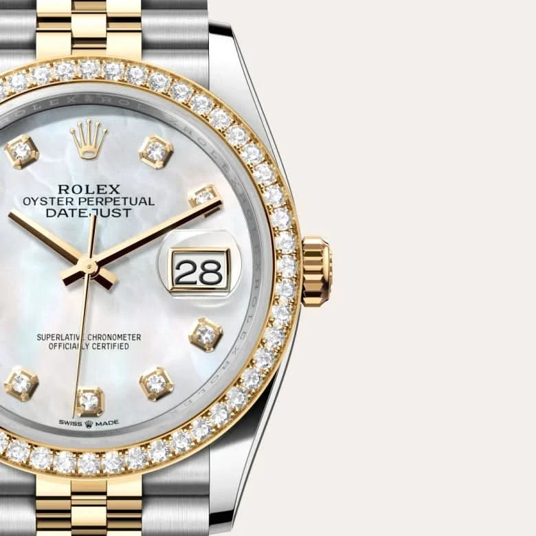 rolex datejust in yellow rolesor - combination of oystersteel and yellow gold, M126283RBR-0009 - henne jewelers