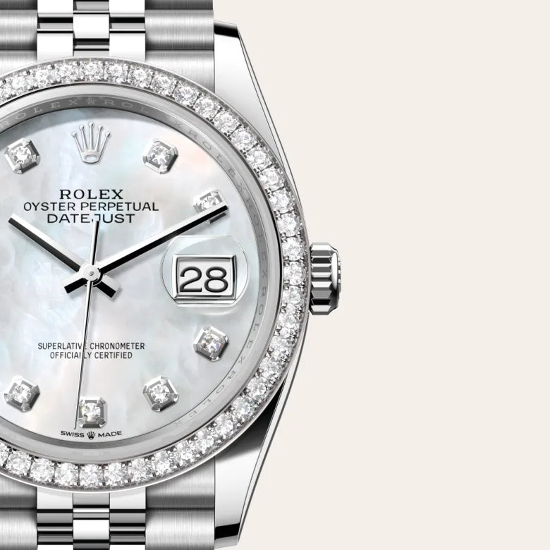 rolex Datejust in White Rolesor - combination of Oystersteel and white gold, M126284RBR-0011 - Henne Jewelers