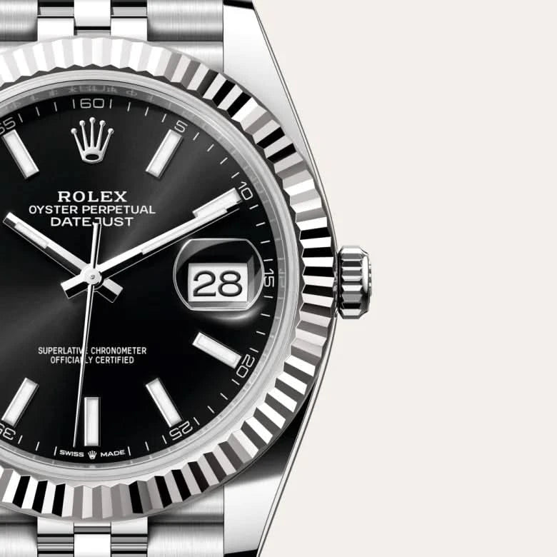 rolex datejust in white rolesor - combination of oystersteel and white gold, M126334-0018 - henne jewelers
