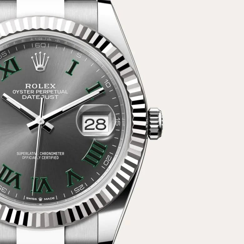 rolex datejust in white rolesor - combination of oystersteel and white gold, M126334-0021 - henne jewelers