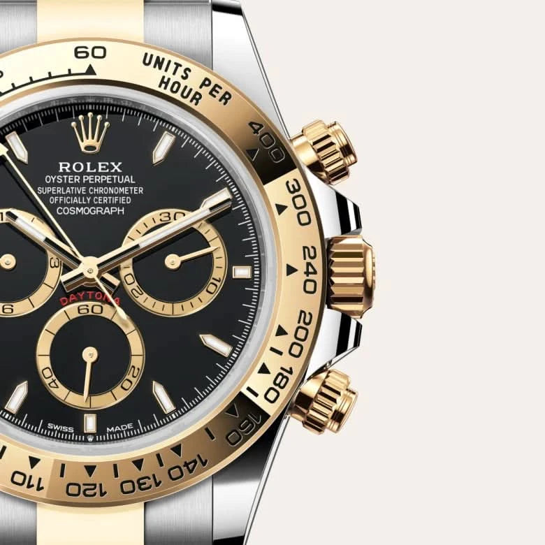 rolex cosmograph daytona in yellow rolesor - combination of oystersteel and yellow gold, M126503-0003 - henne jewelers