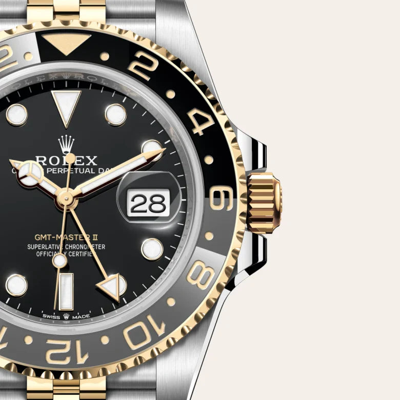 rolex GMT-Master II in Yellow Rolesor - combination of Oystersteel and yellow gold, M126713GRNR-0001 - Henne Jewelers