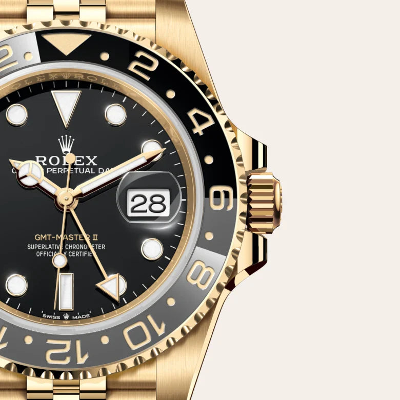 rolex GMT-Master II in 18 kt yellow gold, M126718GRNR-0001 - Henne Jewelers