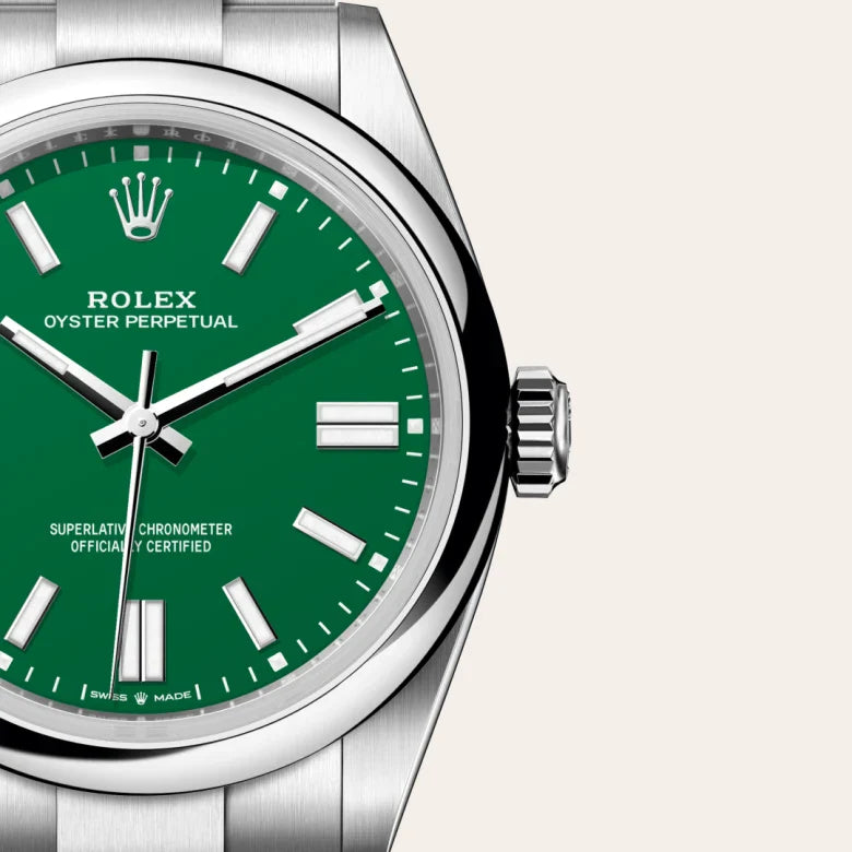 rolex Oyster Perpetual in Oystersteel, M134300-0004 - Henne Jewelers