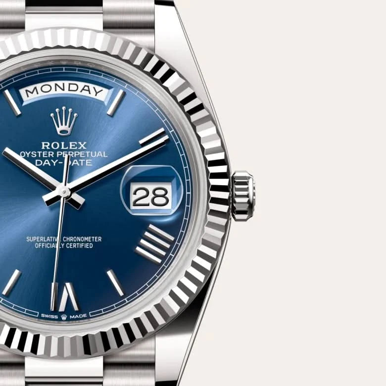 rolex day-date in 18 ct white gold, M228239-0007 - henne jewelers
