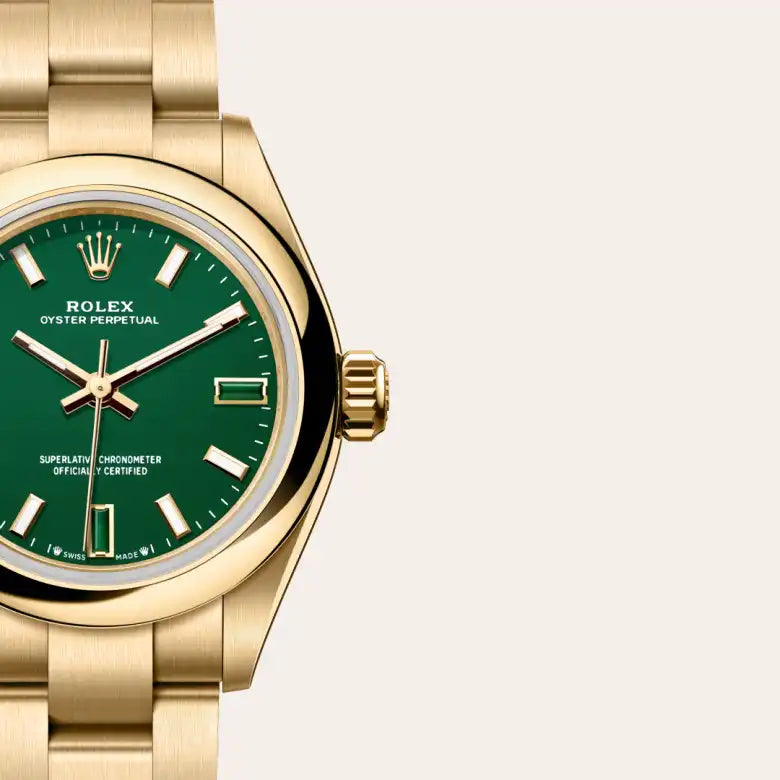 rolex Oyster Perpetual in 18 kt yellow gold, M276208-0002 - Henne Jewelers