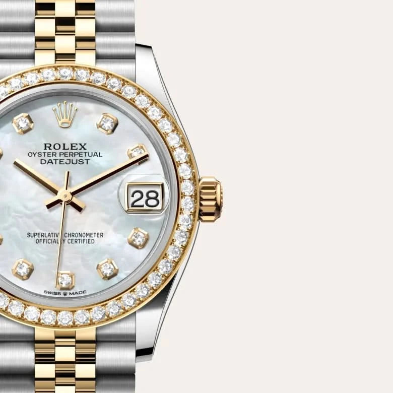 rolex datejust in yellow rolesor - combination of oystersteel and yellow gold, M278383RBR-0028 - henne jewelers