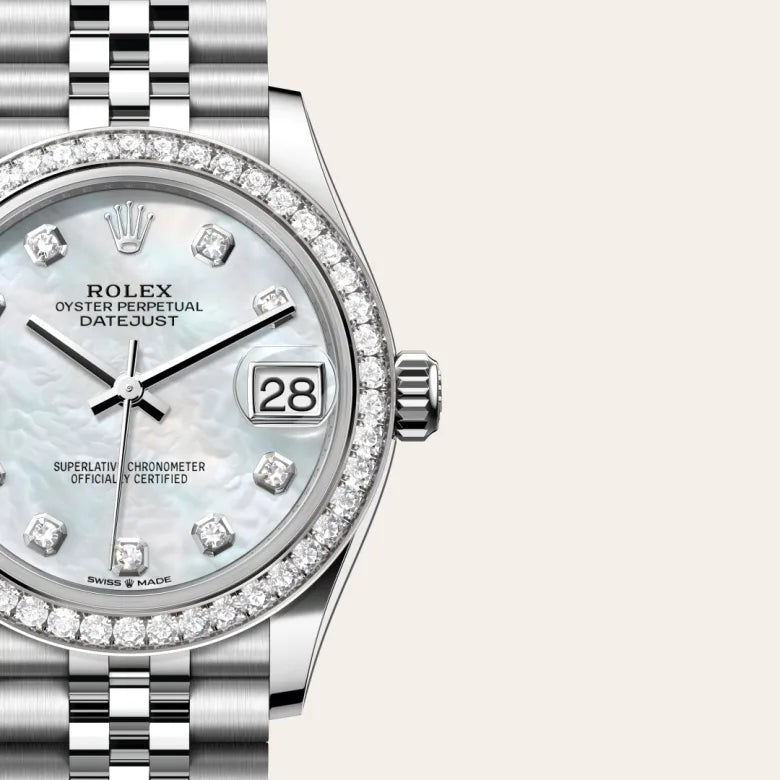 rolex Datejust in White Rolesor - combination of Oystersteel and white gold, M278384RBR-0008 - Henne Jewelers