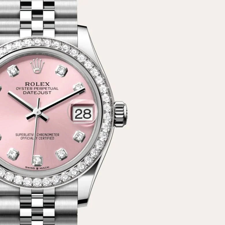 rolex datejust in white rolesor - combination of oystersteel and white gold, M278384RBR-0036 - henne jewelers