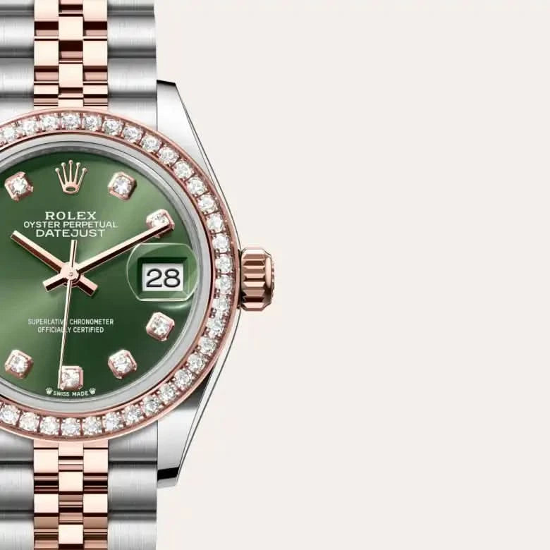 rolex lady-datejust in everose rolesor - combination of oystersteel and everose gold, M279381RBR-0007 - henne jewelers