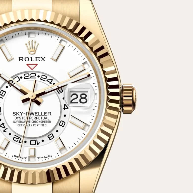 rolex sky-dweller in 18 ct yellow gold, M336938-0003 - henne jewelers