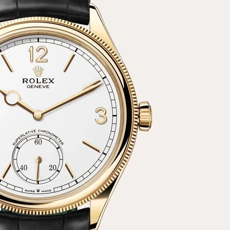 rolex 1908 in 18 ct yellow gold, M52508-0005 - henne jewelers