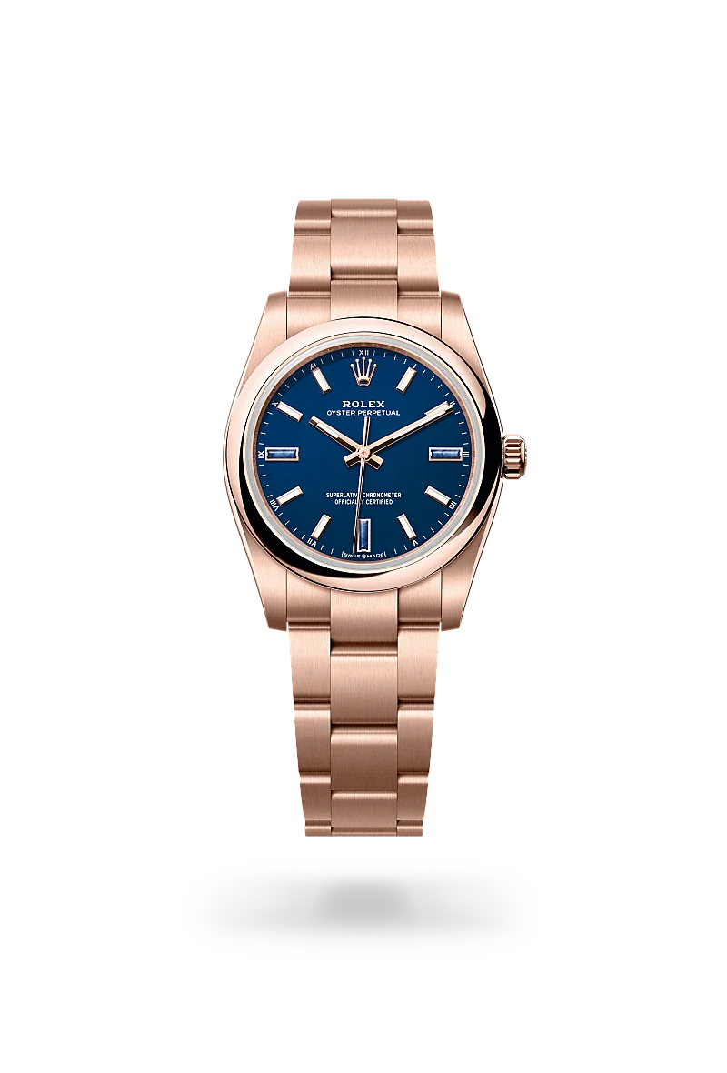 rolex Oyster Perpetual in 18 kt Everose gold, M124205-0002 - Henne Jewelers