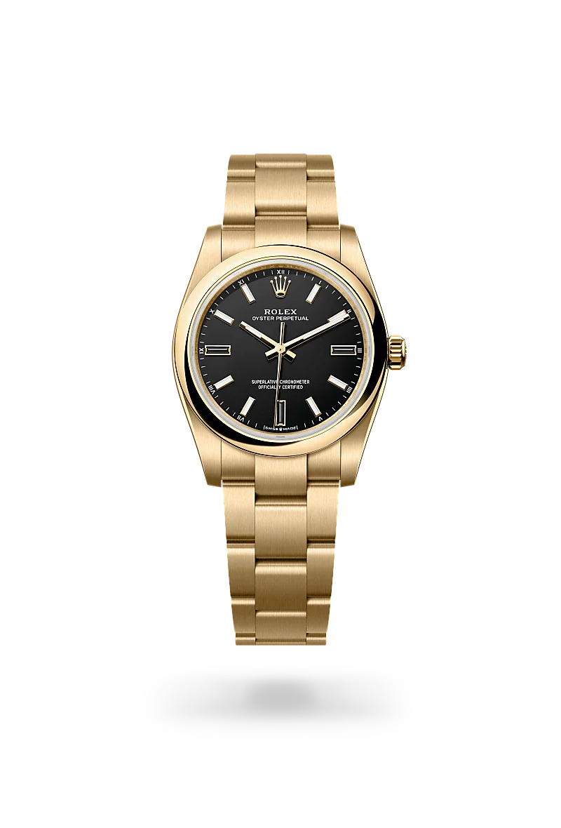 rolex Oyster Perpetual in 18 kt yellow gold, M124208-0001 - Henne Jewelers