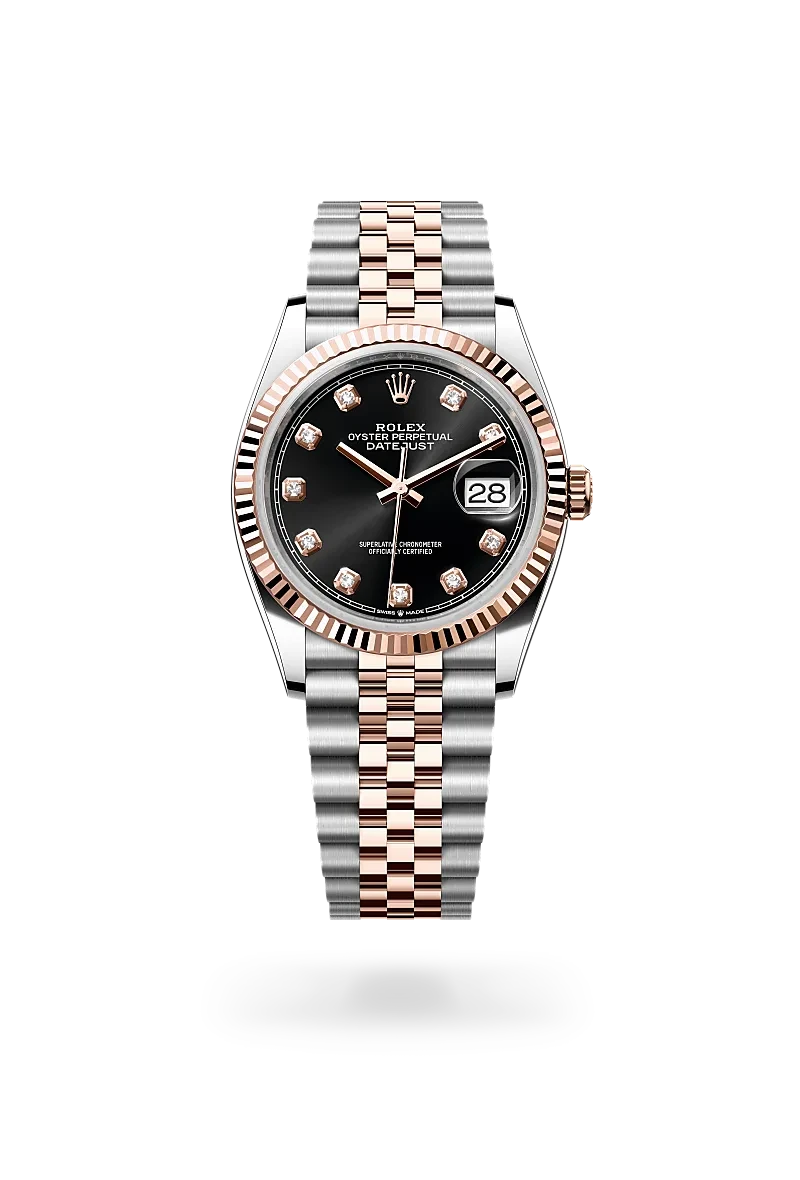 rolex datejust in everose rolesor - combination of oystersteel and everose gold, M126231-0019 - henne jewelers