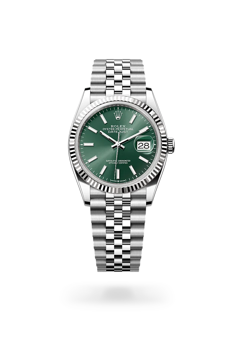 rolex Datejust in White Rolesor - combination of Oystersteel and white gold, M126234-0051 - Henne Jewelers