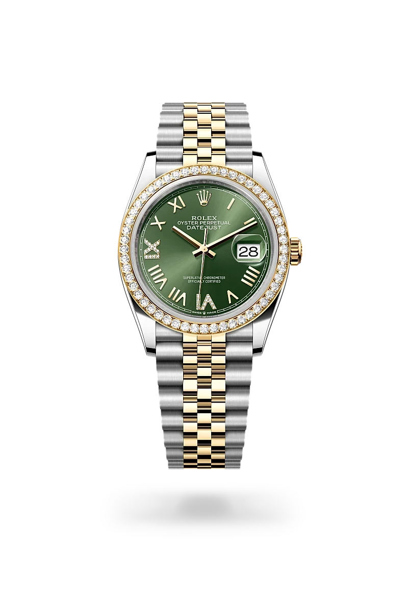 rolex datejust in yellow rolesor - combination of oystersteel and yellow gold, M126283RBR-0035 - henne jewelers