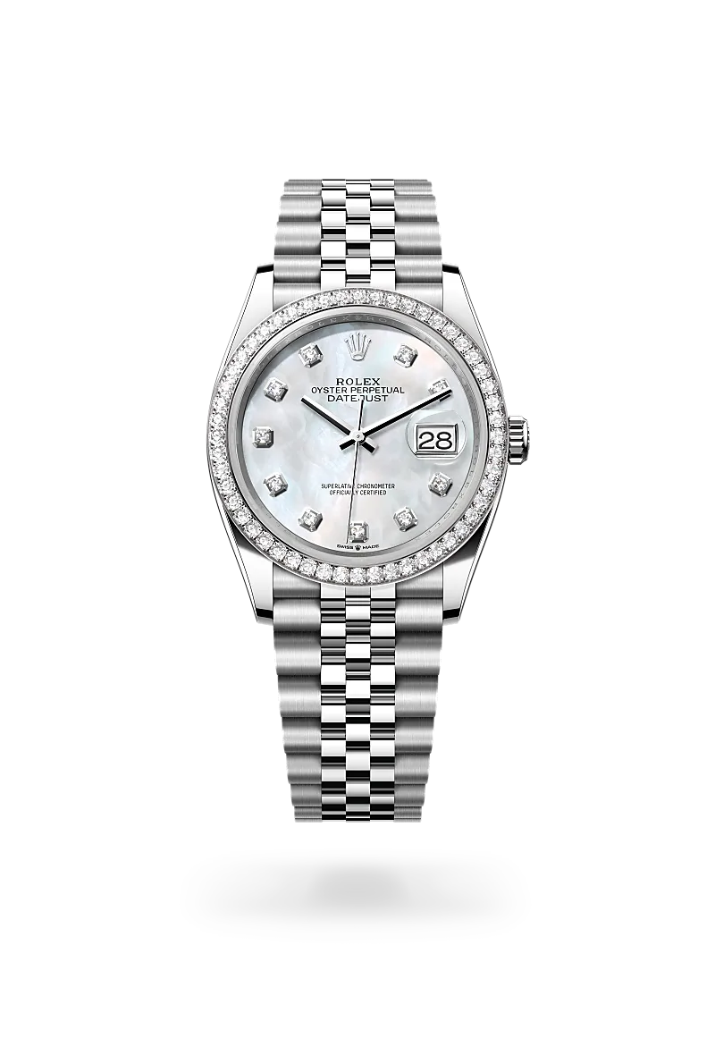 rolex Datejust in White Rolesor - combination of Oystersteel and white gold, M126284RBR-0011 - Henne Jewelers