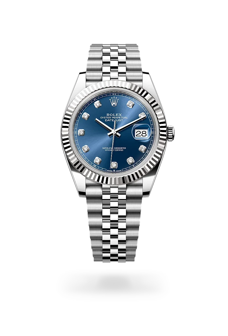 rolex datejust in white rolesor - combination of oystersteel and white gold, M126334-0016 - henne jewelers