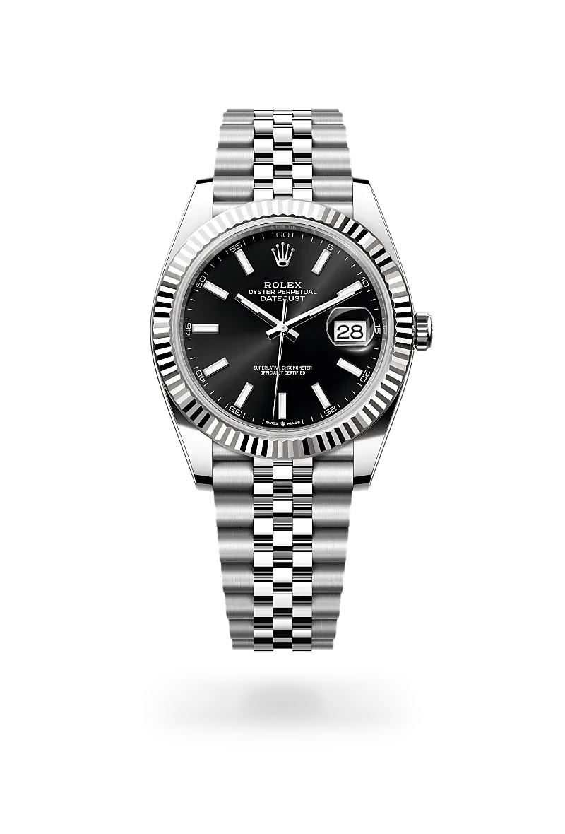 rolex datejust in white rolesor - combination of oystersteel and white gold, M126334-0018 - henne jewelers