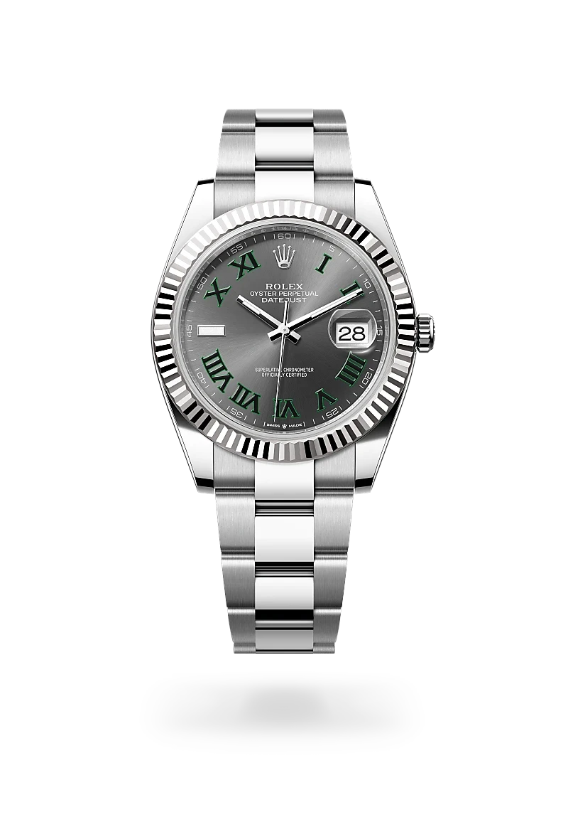 rolex datejust in white rolesor - combination of oystersteel and white gold, M126334-0021 - henne jewelers
