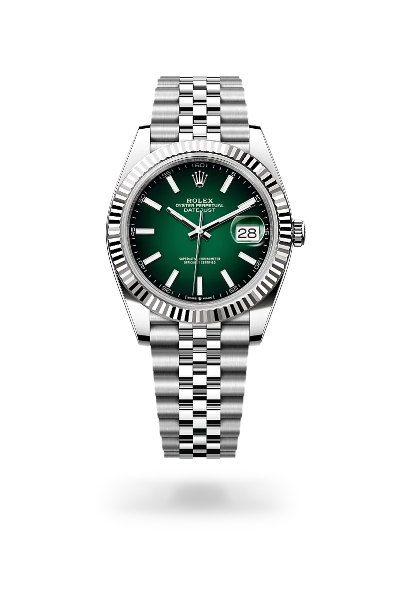 rolex datejust in white rolesor - combination of oystersteel and white gold, M126334-0034 - henne jewelers
