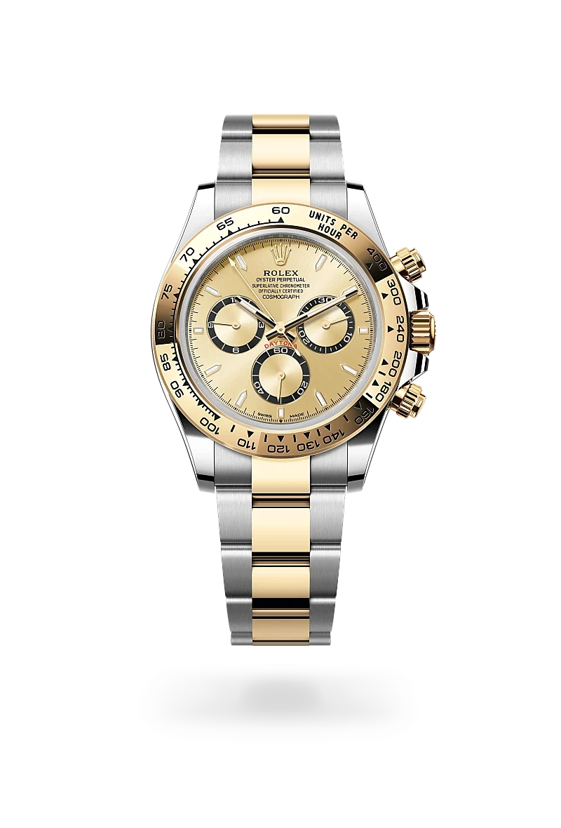rolex cosmograph daytona in yellow rolesor - combination of oystersteel and yellow gold, M126503-0004 - henne jewelers