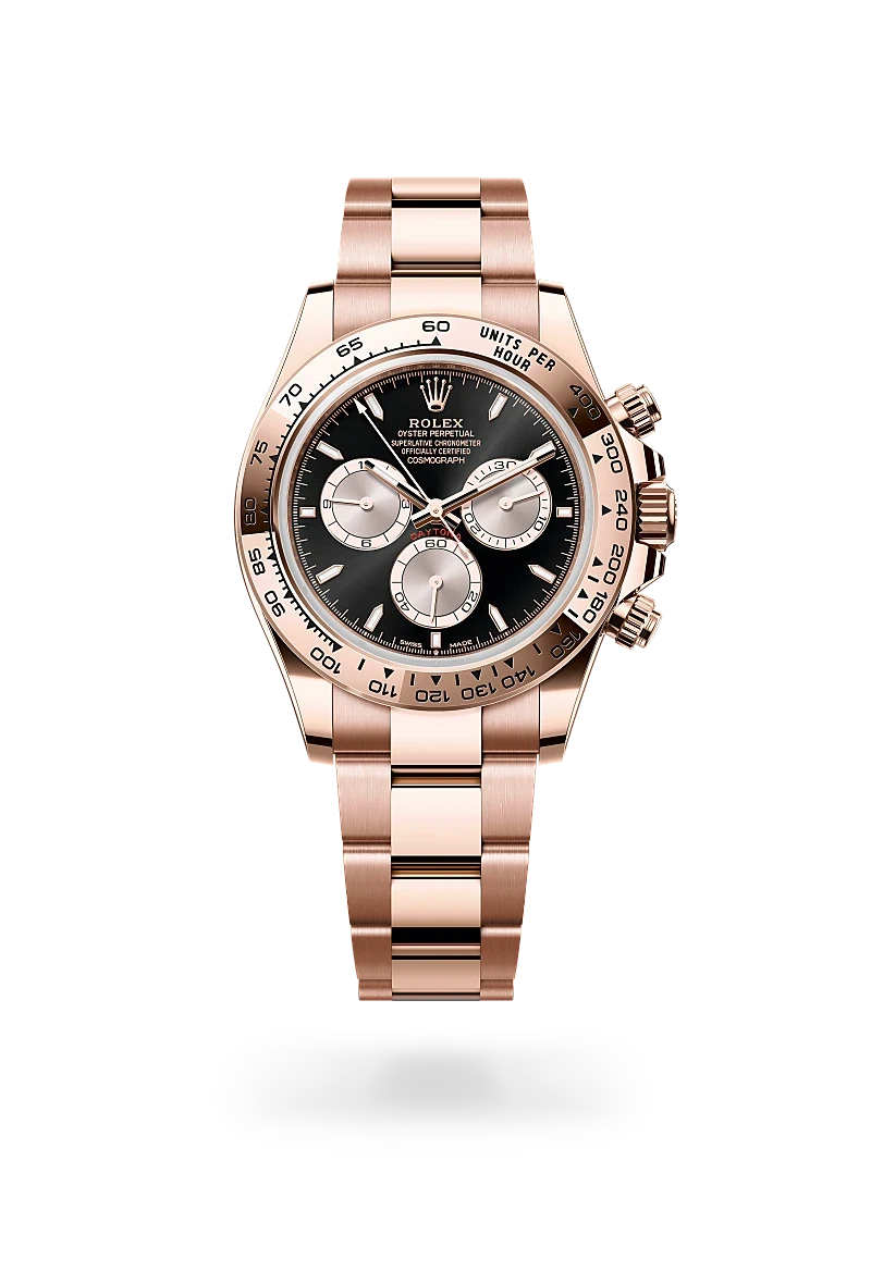 rolex cosmograph daytona in 18 ct everose gold, M126505-0001 - henne jewelers