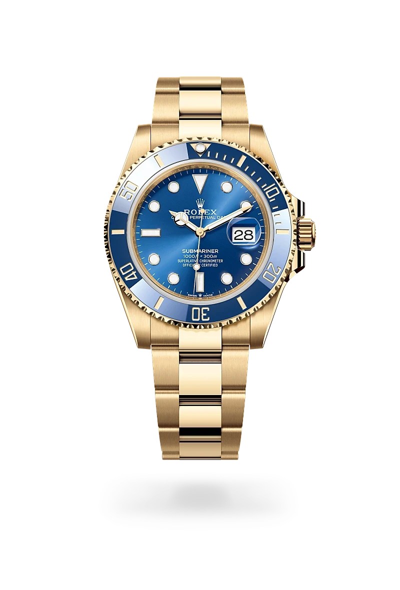 rolex submariner in 18 ct yellow gold, M126618LB-0002 - henne jewelers