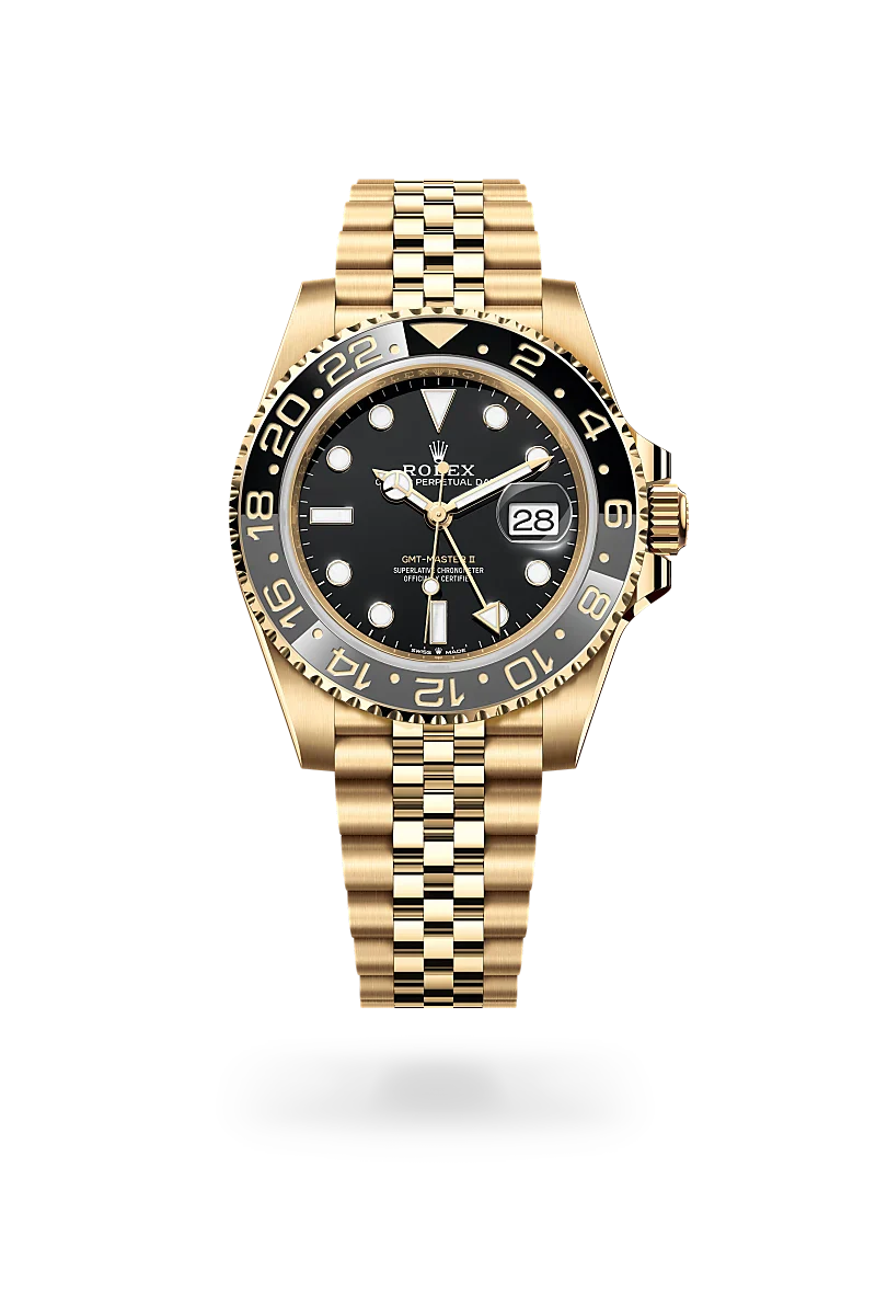 rolex GMT-Master II in 18 kt yellow gold, M126718GRNR-0001 - Henne Jewelers