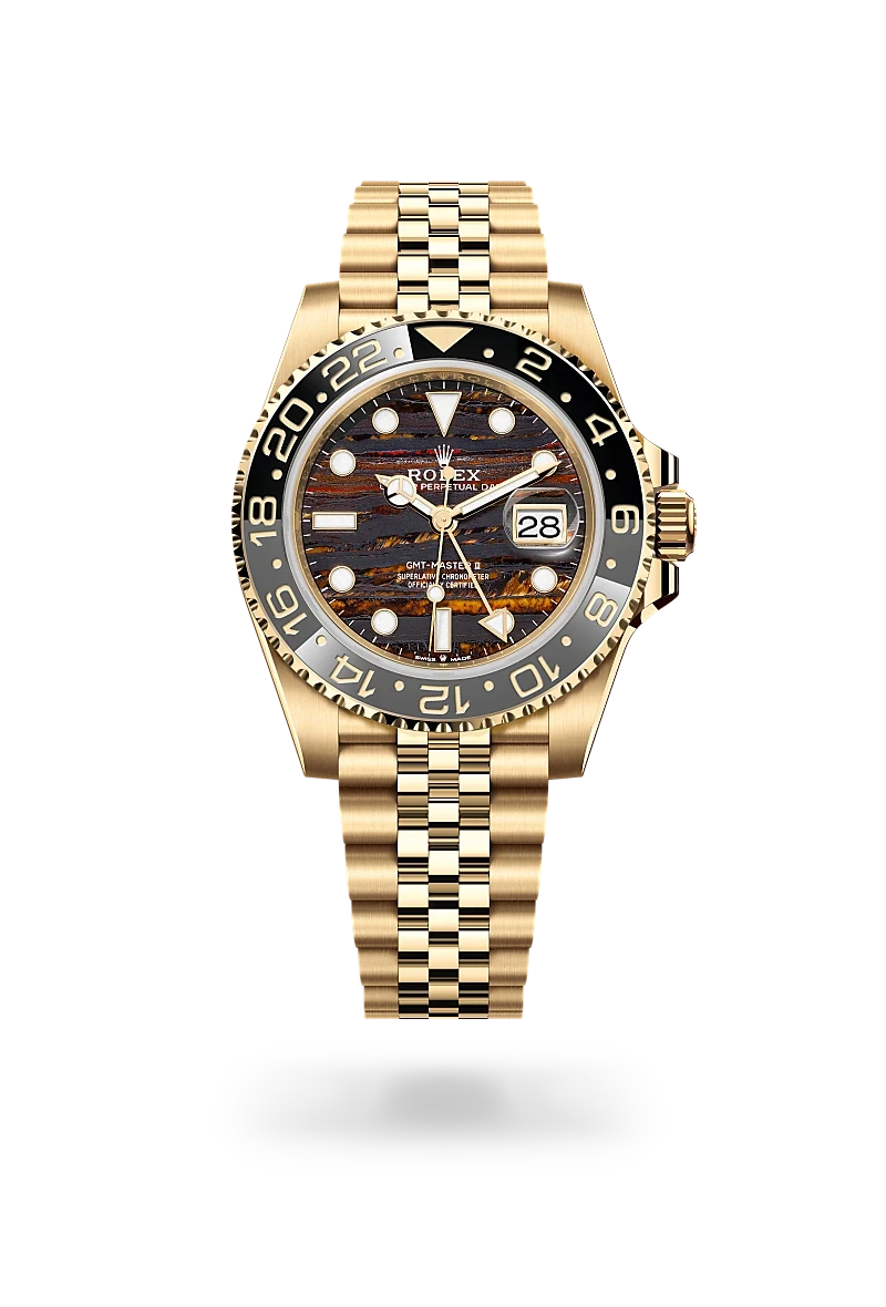 rolex gmt-master ii in 18 ct yellow gold, M126718GRNR-0002 - henne jewelers