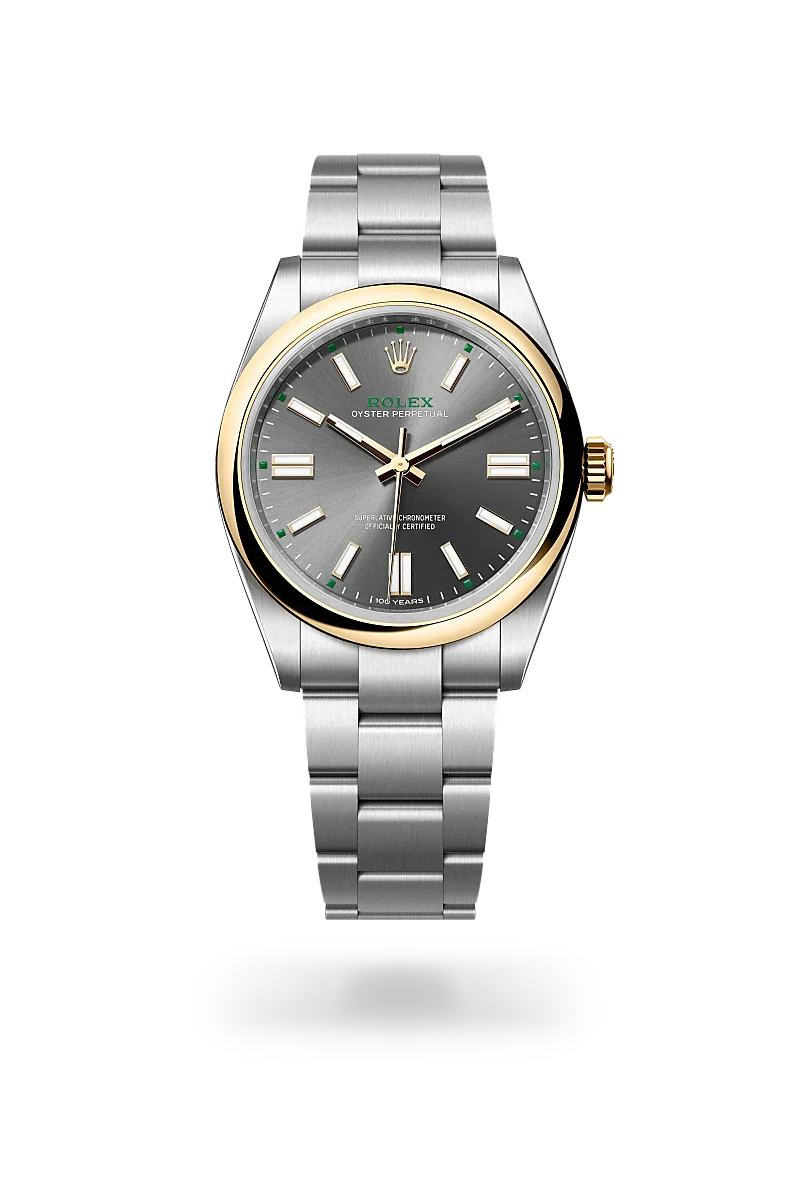 rolex Oyster Perpetual in Yellow Rolesor - combination of Oystersteel and yellow gold, M134303-0001 - Henne Jewelers