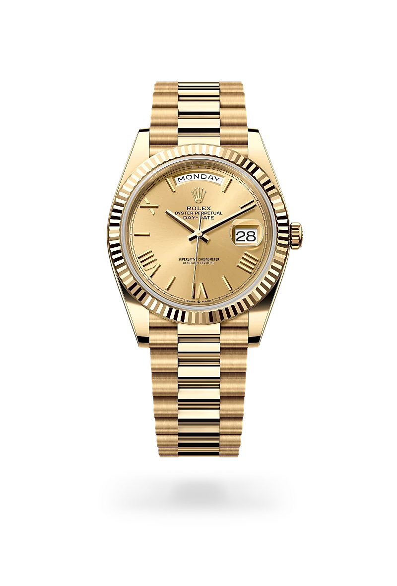 rolex day-date in 18 ct yellow gold, M228238-0006 - henne jewelers