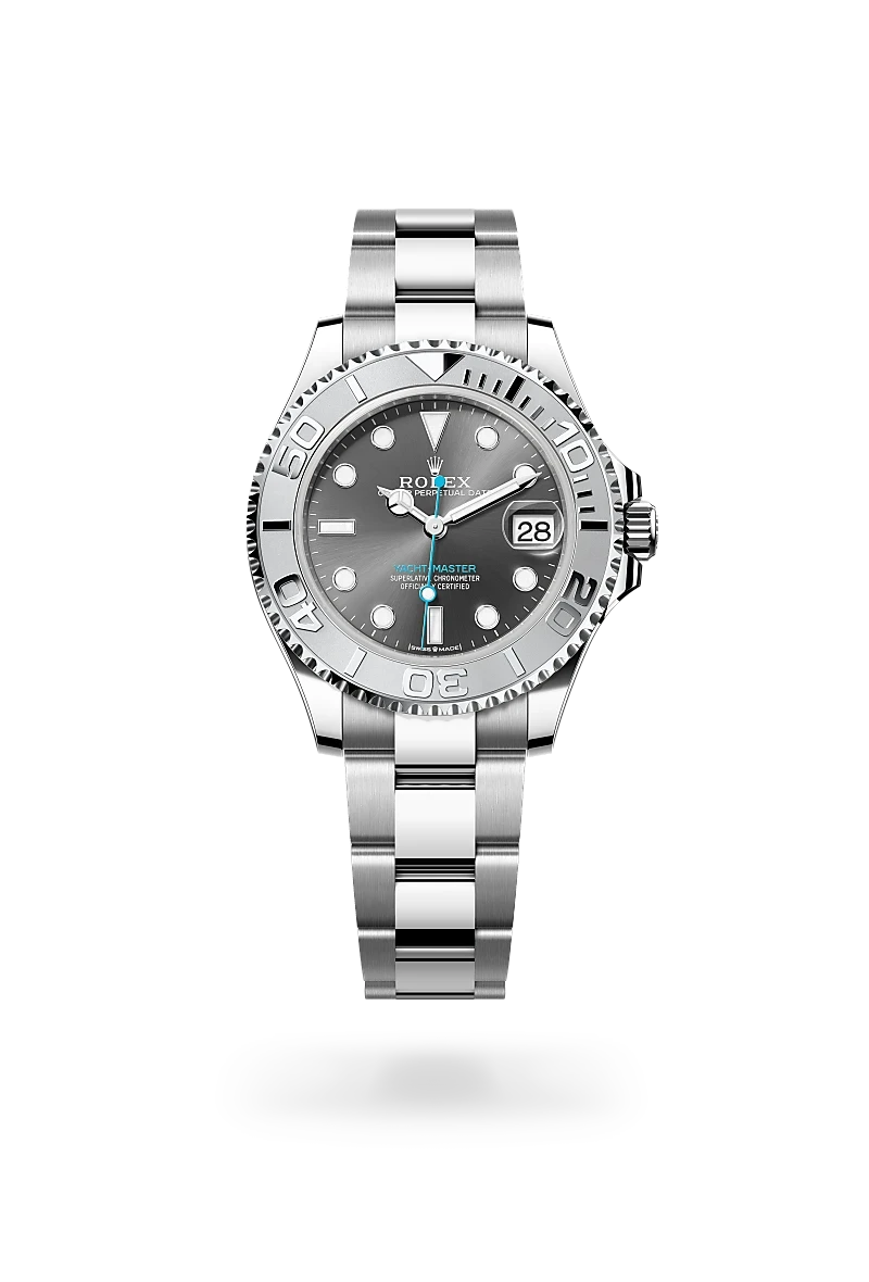 rolex yacht-master in rolesium - combination of oystersteel and platinum, M268622-0002 - henne jewelers