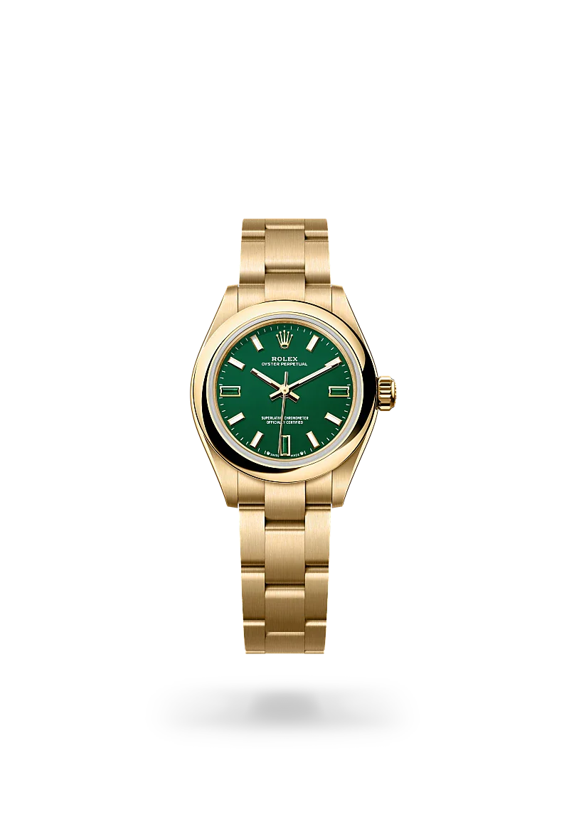 rolex Oyster Perpetual in 18 kt yellow gold, M276208-0002 - Henne Jewelers