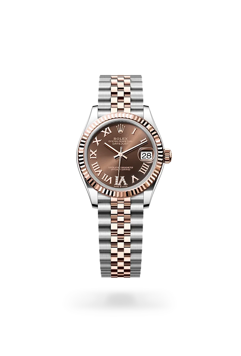 rolex datejust in everose rolesor - combination of oystersteel and everose gold, M278271-0004 - henne jewelers
