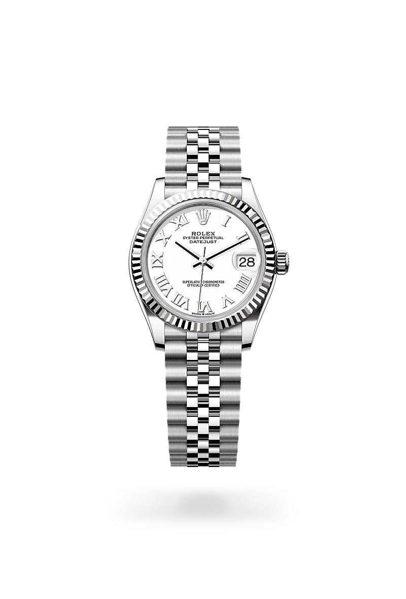 rolex datejust in white rolesor - combination of oystersteel and white gold, M278274-0010 - henne jewelers