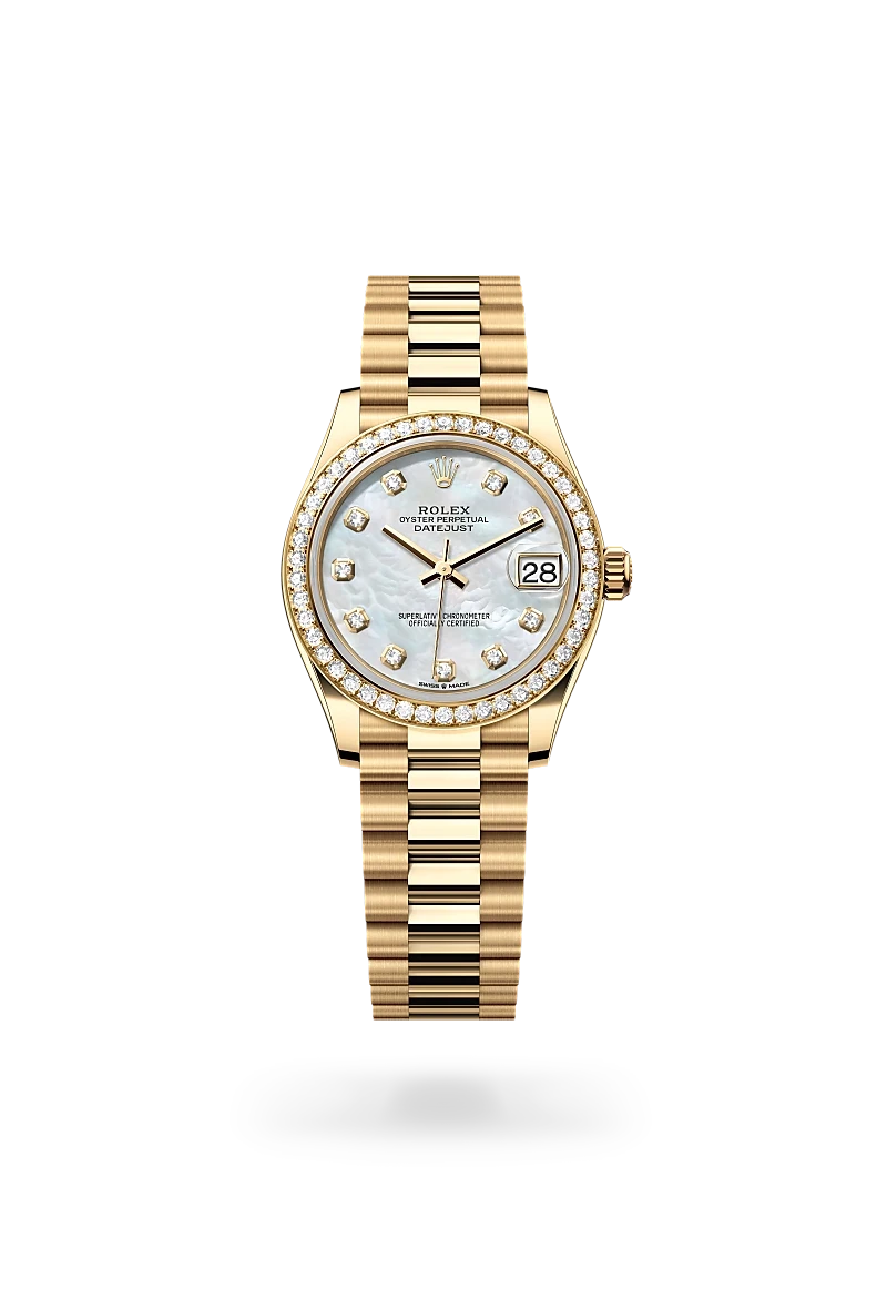 rolex datejust in 18 ct yellow gold, M278288RBR-0006 - henne jewelers