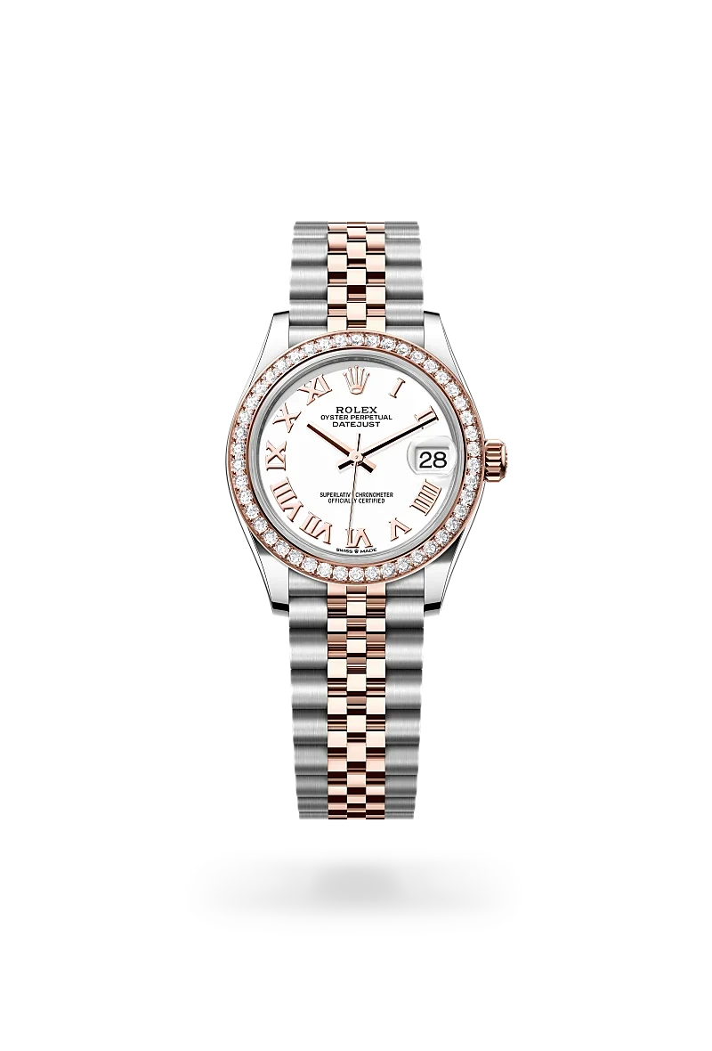 rolex datejust in everose rolesor - combination of oystersteel and everose gold, M278381RBR-0004 - henne jewelers