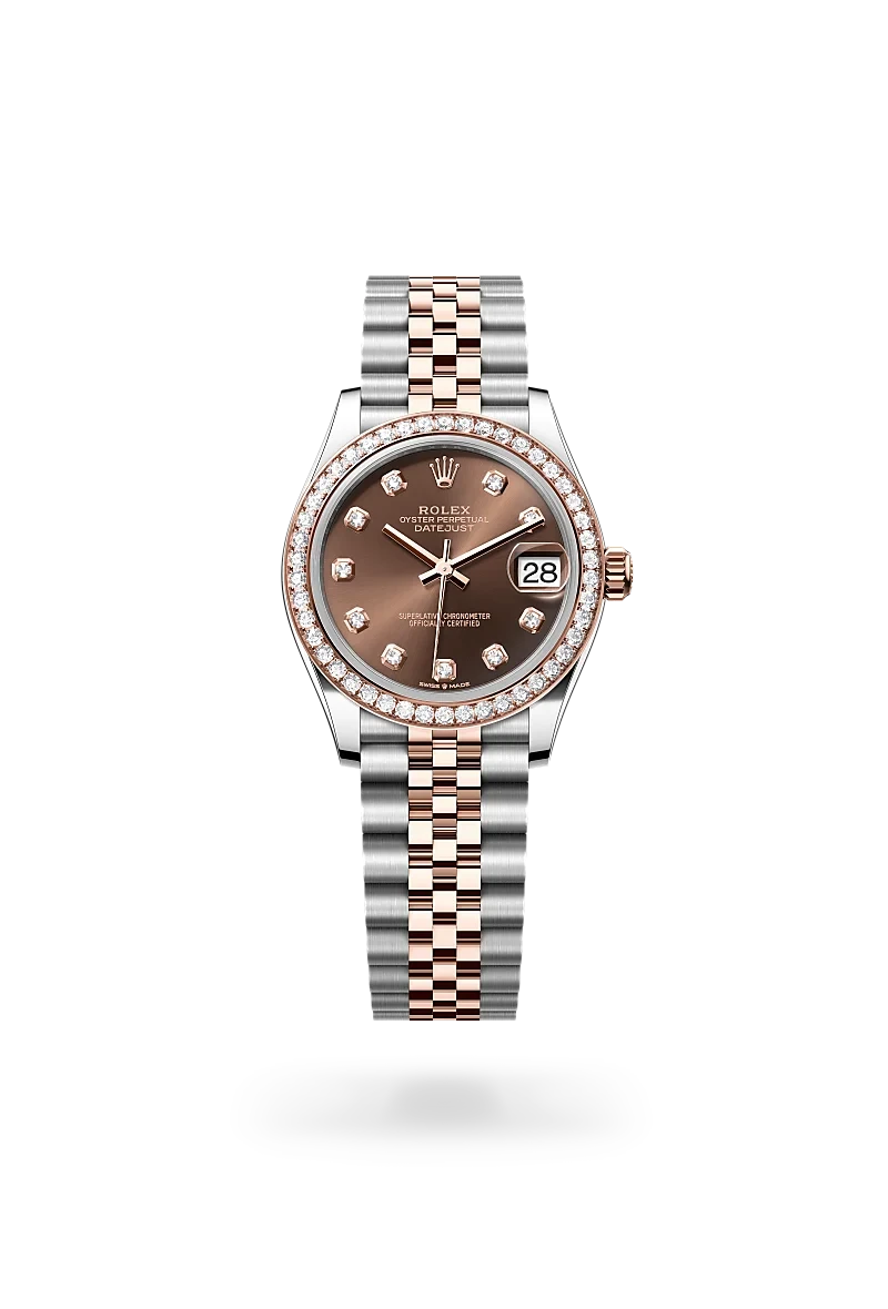 rolex datejust in everose rolesor - combination of oystersteel and everose gold, M278381RBR-0028 - henne jewelers
