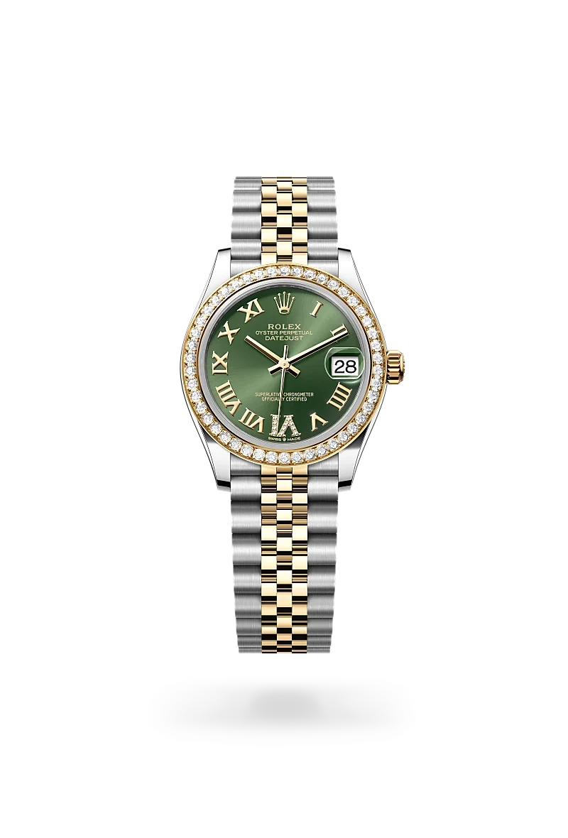 rolex datejust in yellow rolesor - combination of oystersteel and yellow gold, M278383RBR-0016 - henne jewelers