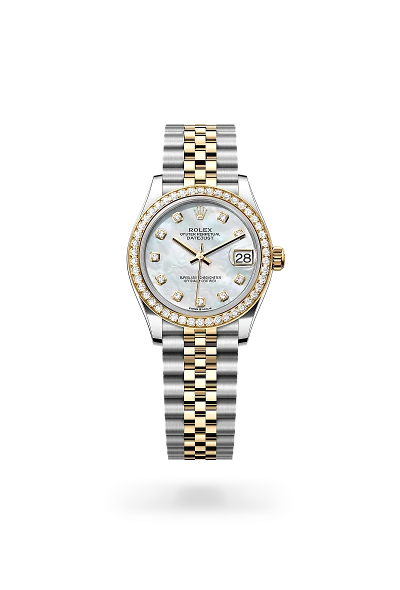 rolex datejust in yellow rolesor - combination of oystersteel and yellow gold, M278383RBR-0028 - henne jewelers