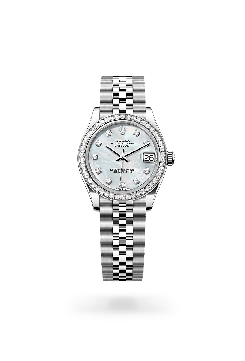 rolex Datejust in White Rolesor - combination of Oystersteel and white gold, M278384RBR-0008 - Henne Jewelers