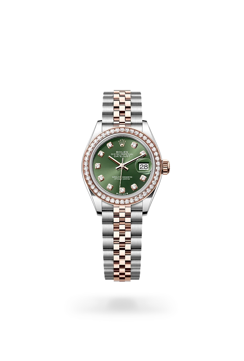 rolex lady-datejust in everose rolesor - combination of oystersteel and everose gold, M279381RBR-0007 - henne jewelers